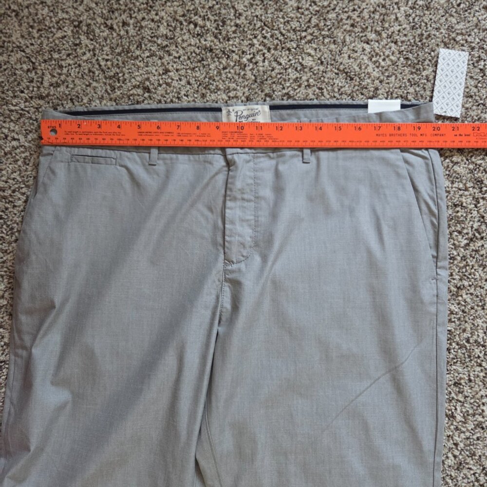 NWT Penguin Original Men's Slim Fit Pant 38X32 100% Cotton Gray Preppy New - Picture 3 of 5